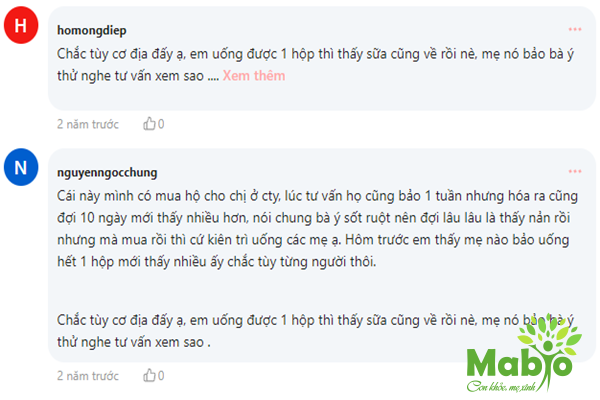 Các mẹ review viên uống lợi sữa Mabio có tốt không webtretho như thế nào?